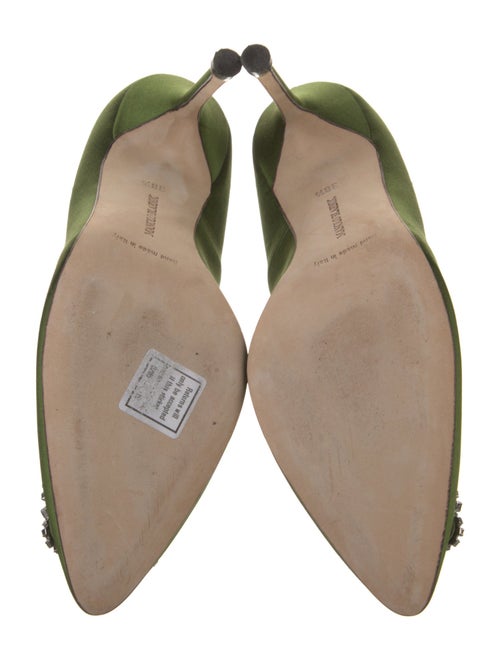 Manolo Blahnik Satin Crystal Embellishments Pumps