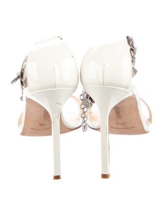 Manolo Blahnik Patent Leather Chain-Link Accents Sandals