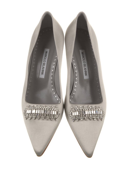 Manolo Blahnik Satin Crystal Embellishments Pumps