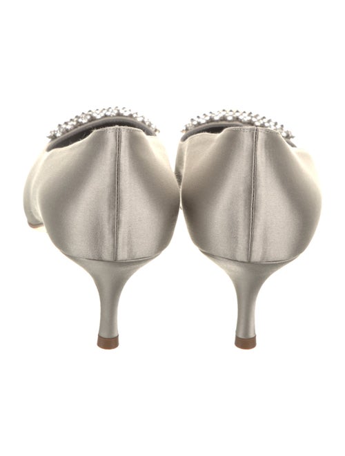 Manolo Blahnik Satin Crystal Embellishments Pumps