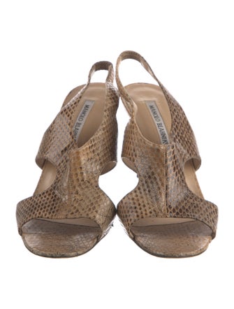 Manolo Blahnik Snakeskin Animal Print Slingback Sandals
