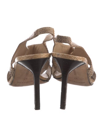 Manolo Blahnik Snakeskin Animal Print Slingback Sandals