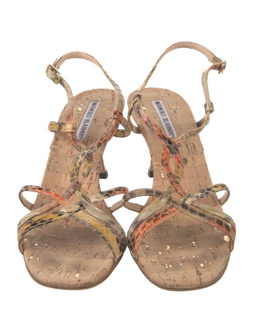 Manolo Blahnik Snakeskin Animal Print Slingback Sandals