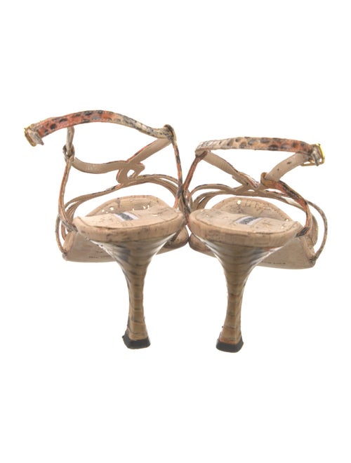 Manolo Blahnik Snakeskin Animal Print Slingback Sandals