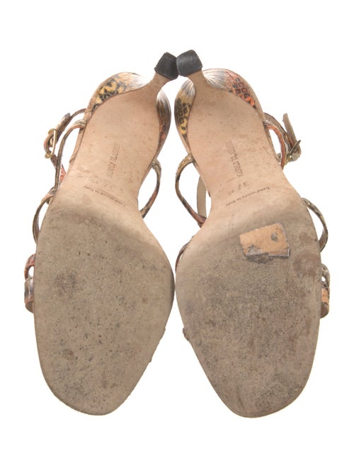 Manolo Blahnik Snakeskin Animal Print Slingback Sandals