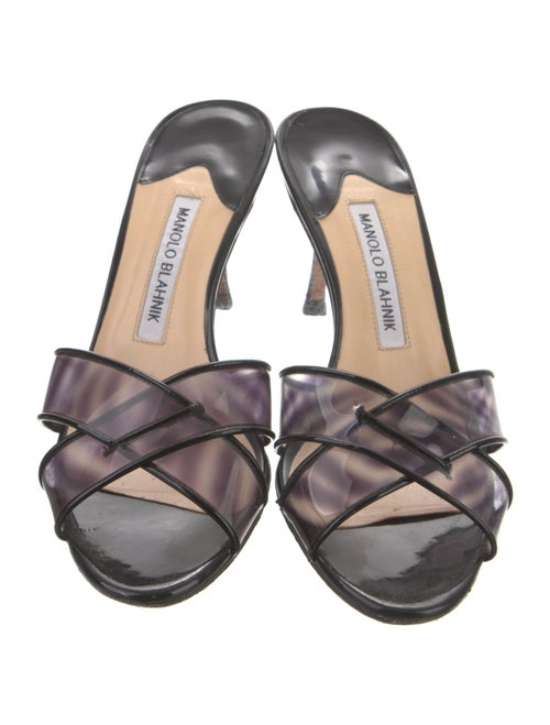 Manolo Blahnik PVC Animal Print Slides