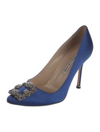 Manolo Blahnik Satin Crystal Embellishments Pumps