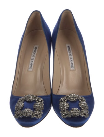 Manolo Blahnik Satin Crystal Embellishments Pumps