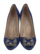 Manolo Blahnik Satin Crystal Embellishments Pumps