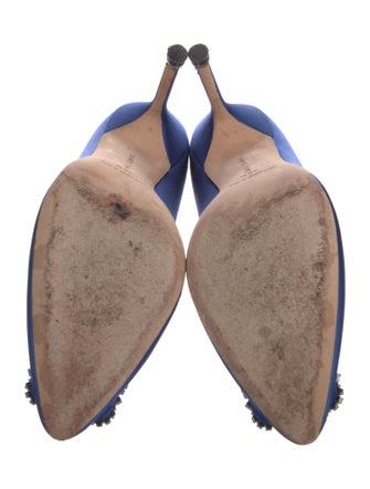 Manolo Blahnik Satin Crystal Embellishments Pumps