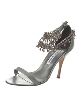 Manolo Blahnik Leather Chain-Link Accents Sandals