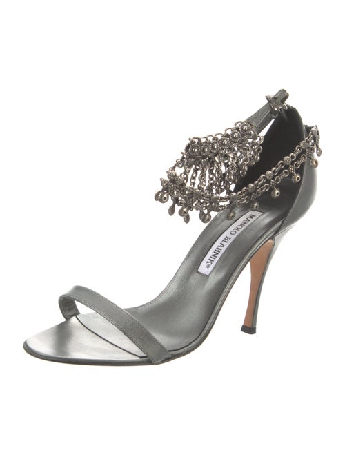 Manolo Blahnik Leather Chain-Link Accents Sandals