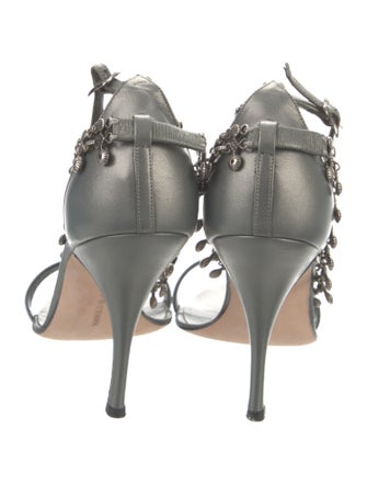 Manolo Blahnik Leather Chain-Link Accents Sandals