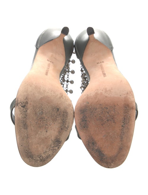 Manolo Blahnik Leather Chain-Link Accents Sandals