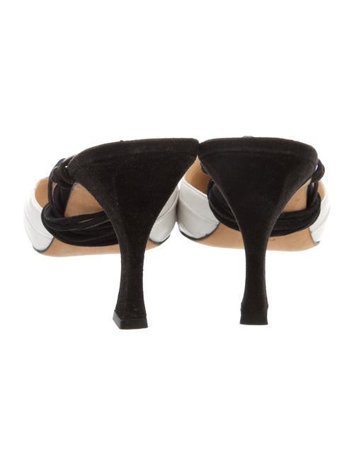 Manolo Blahnik Suede Colorblock Pattern Slingback Pumps