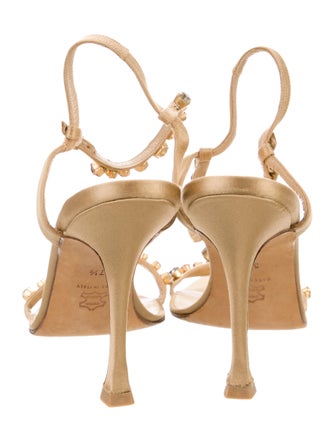 Manolo Blahnik Satin Crystal Embellishments Sandals