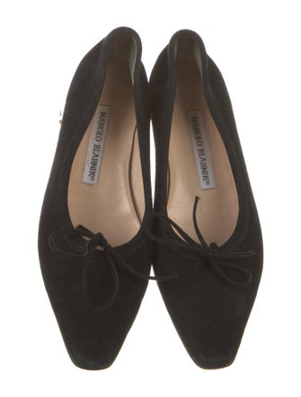 Manolo Blahnik Suede Bow Accents Flats