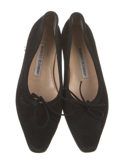 Manolo Blahnik Suede Bow Accents Flats