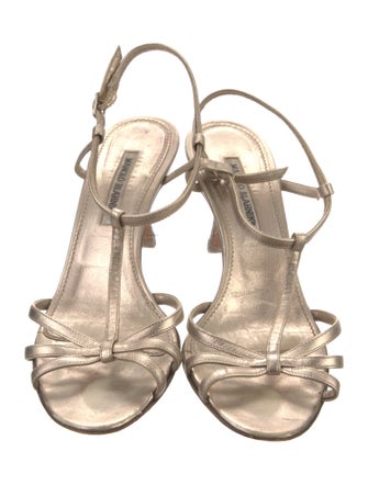 Manolo Blahnik Leather T-Strap Sandals