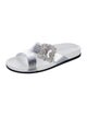 Manolo Blahnik Leather Crystal Embellishments Slides
