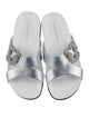Manolo Blahnik Leather Crystal Embellishments Slides
