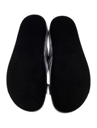 Manolo Blahnik Leather Crystal Embellishments Slides