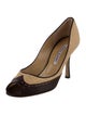 Manolo Blahnik Raffia Colorblock Pattern Pumps