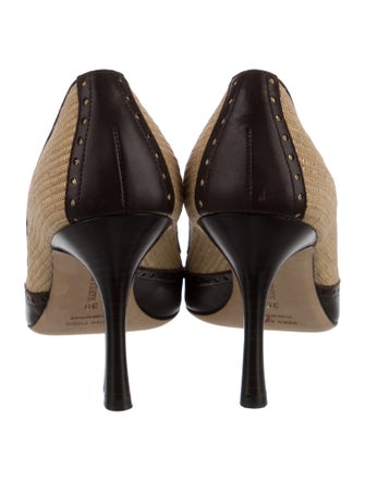 Manolo Blahnik Raffia Colorblock Pattern Pumps