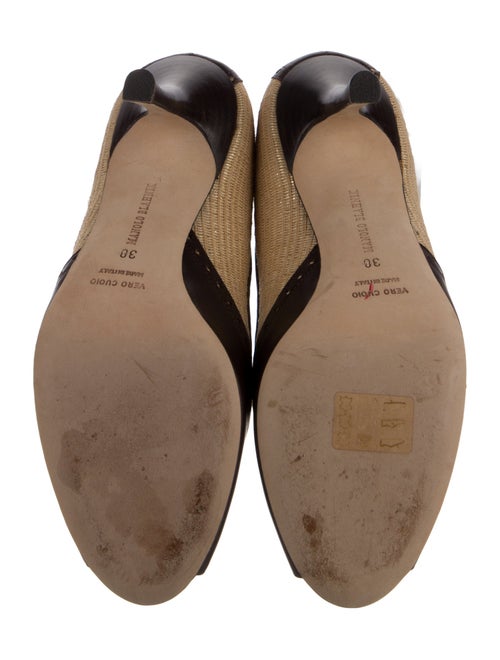 Manolo Blahnik Raffia Colorblock Pattern Pumps