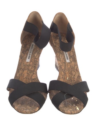 Manolo Blahnik Colorblock Pattern Slingback Sandals