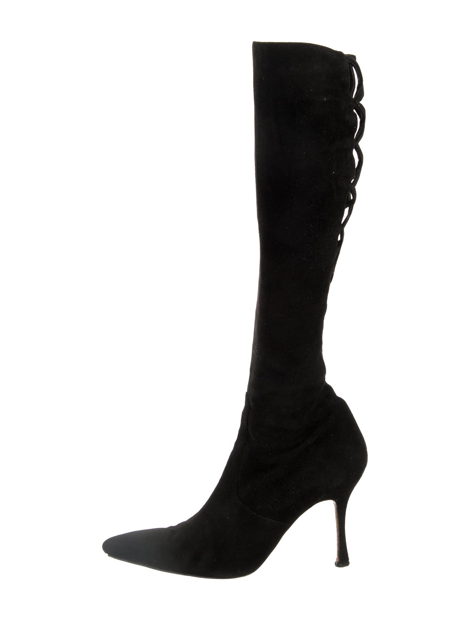 Manolo Blahnik Suede Cutout Accent Boots
