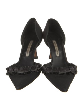 Manolo Blahnik Ruffle Embellishment D'Orsay Pumps