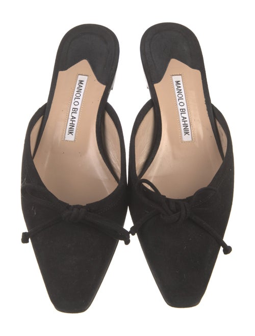 Manolo Blahnik Suede Bow Accents Mules