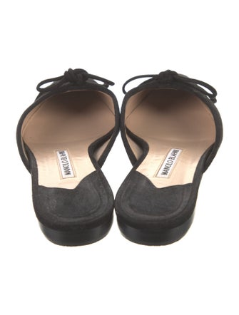 Manolo Blahnik Suede Bow Accents Mules