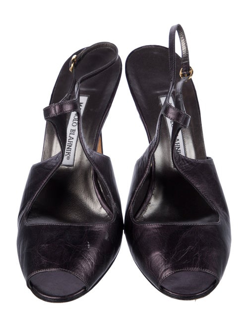 Manolo Blahnik Leather Slingback Pumps