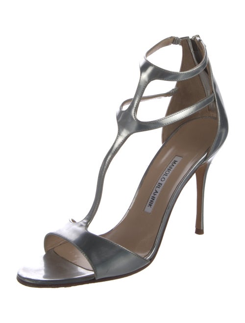 Manolo Blahnik Patent Leather T-Strap Sandals