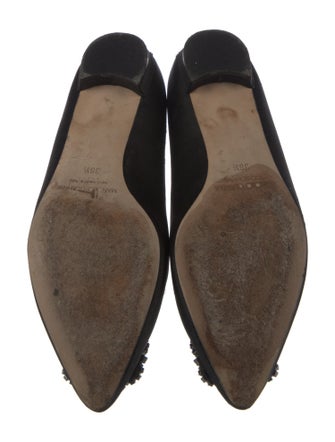 Manolo Blahnik Satin Crystal Embellishments Flats