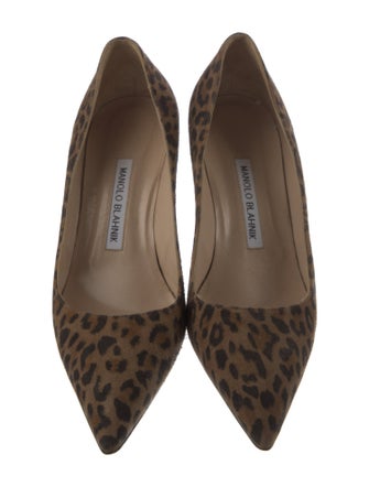 Manolo Blahnik Suede Animal Print Pumps