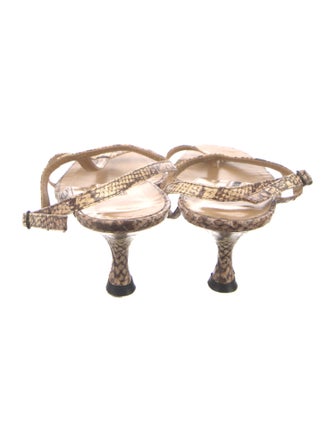 Manolo Blahnik Snakeskin Animal Print T-Strap Sandals