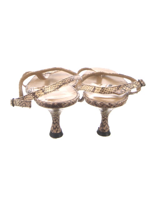 Manolo Blahnik Snakeskin Animal Print T-Strap Sandals
