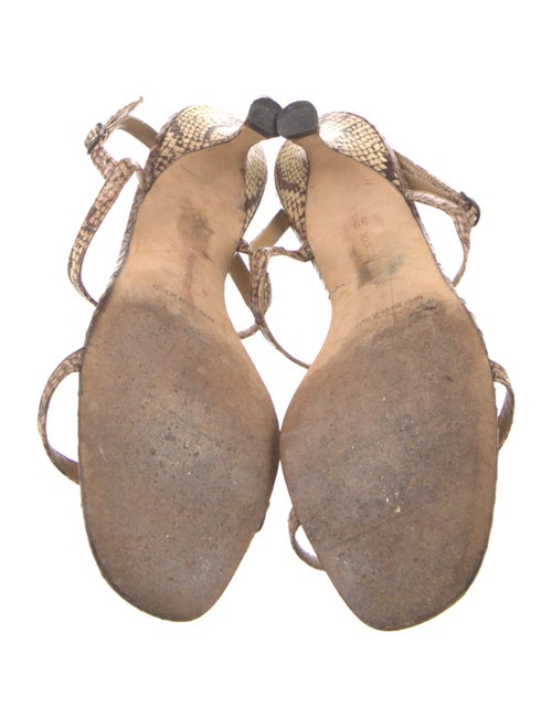 Manolo Blahnik Snakeskin Animal Print T-Strap Sandals