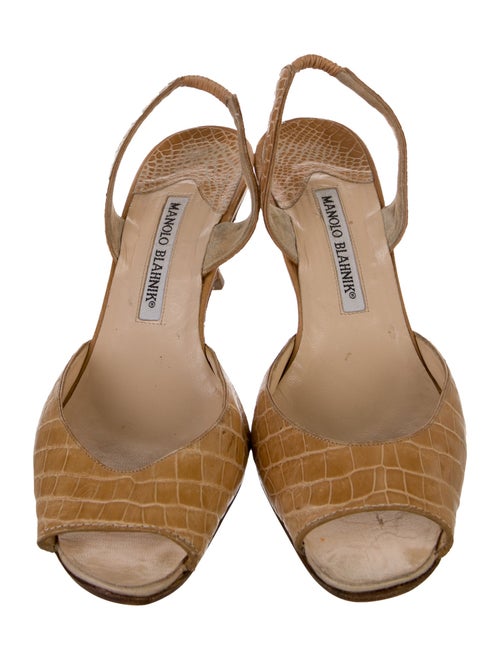 Manolo Blahnik Embossed Leather Slingback Sandals