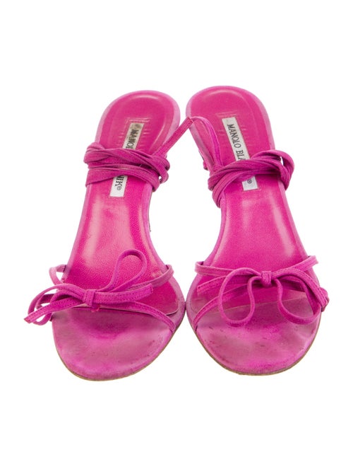 Manolo Blahnik Suede Bow Accents Sandals