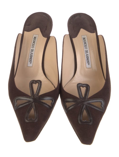 Manolo Blahnik Suede Cutout Accent Mules