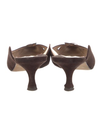 Manolo Blahnik Suede Cutout Accent Mules