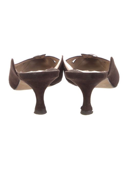 Manolo Blahnik Suede Cutout Accent Mules