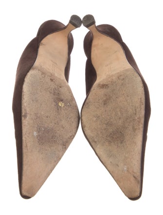 Manolo Blahnik Suede Cutout Accent Mules