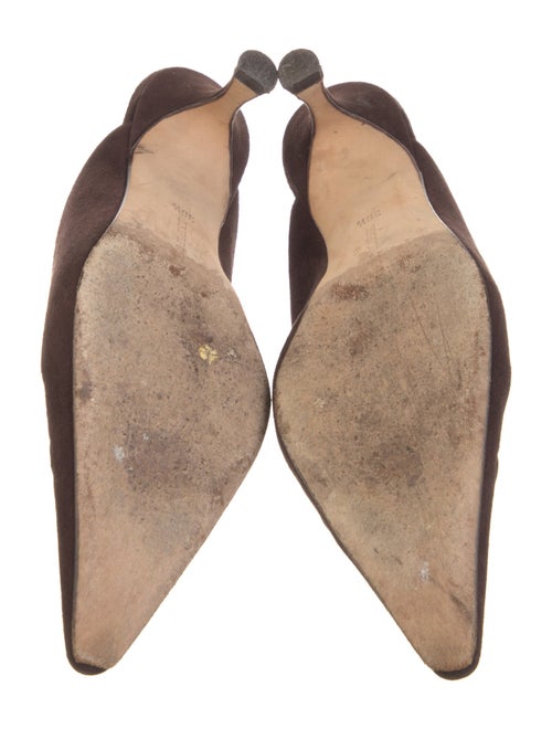 Manolo Blahnik Suede Cutout Accent Mules