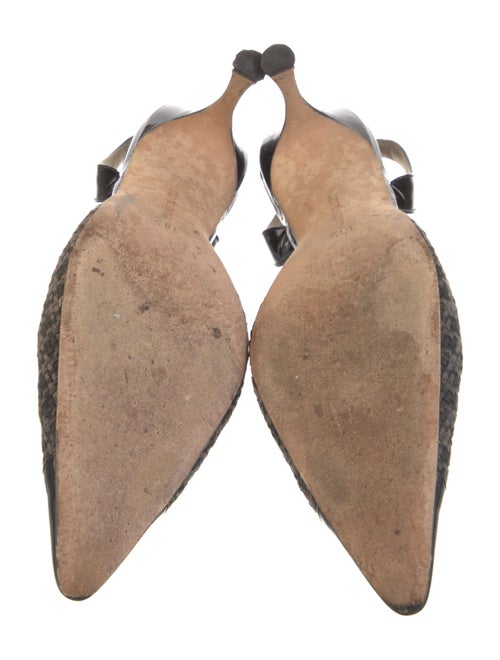 Manolo Blahnik Patent Leather Houndstooth Print Slingback Pumps