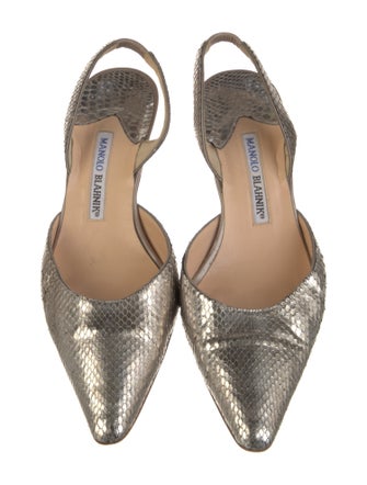 Manolo Blahnik Snakeskin Slingback Pumps